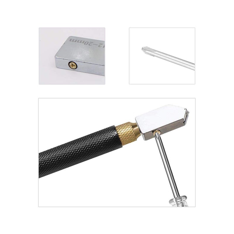 Geluode Glass Cutter Tool Set, 2mm-20mm Pencil Style Oil Feed Carbide Tip with Extra Replacement Head and Oil Dropper for Mosaic/Tiles/Mirror/Stained Glass Cutting - Image 5